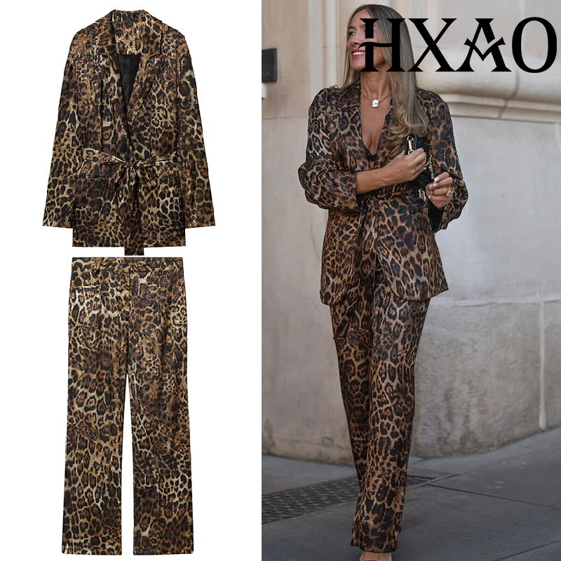 Women'S Formal Wear Suit - HXAO 레오파드 팬츠 세트 2피스 세트