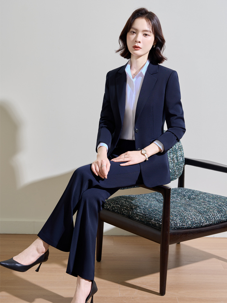 Women Formal Wear Interview - 네이비 블루 여성용 전문직 정장, 봄