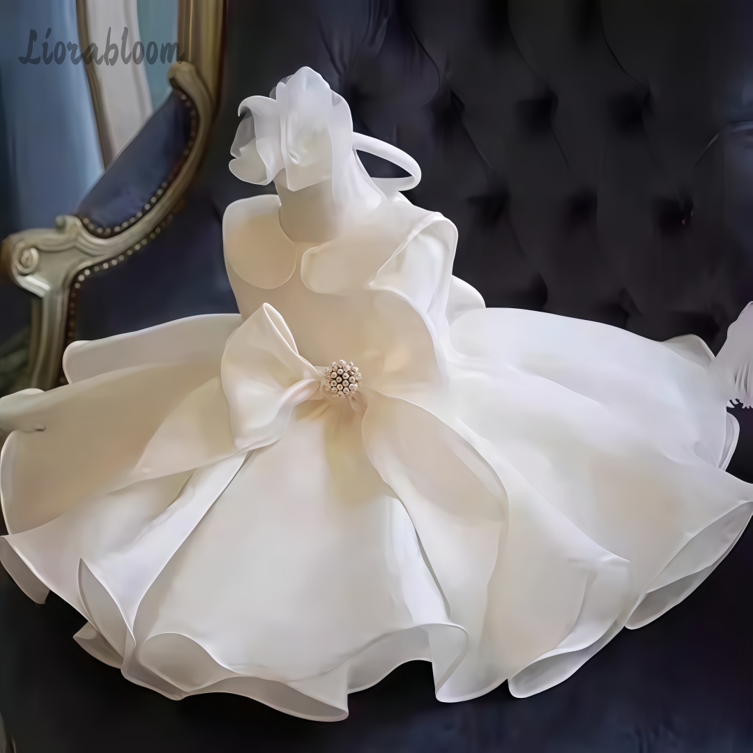 Women Formal Wear For Party - 화이트 진주 장식 드레스 웨딩 플라워