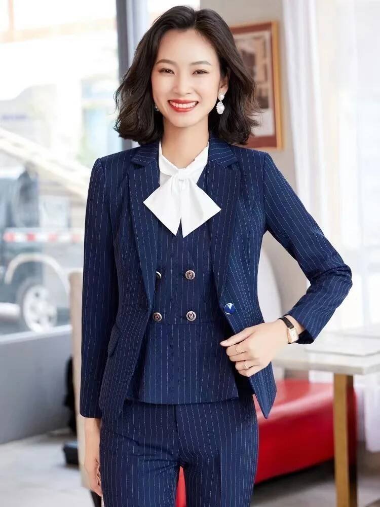 Women Formal Wear Interview - 패션 스트라이프 정장 여성 비즈니스 정장