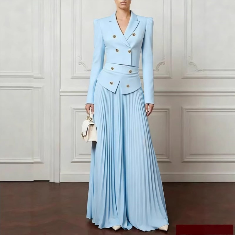 Women'S Formal Wear Suit - 우아한 분위기의 2피스 세트, 라펠 버튼