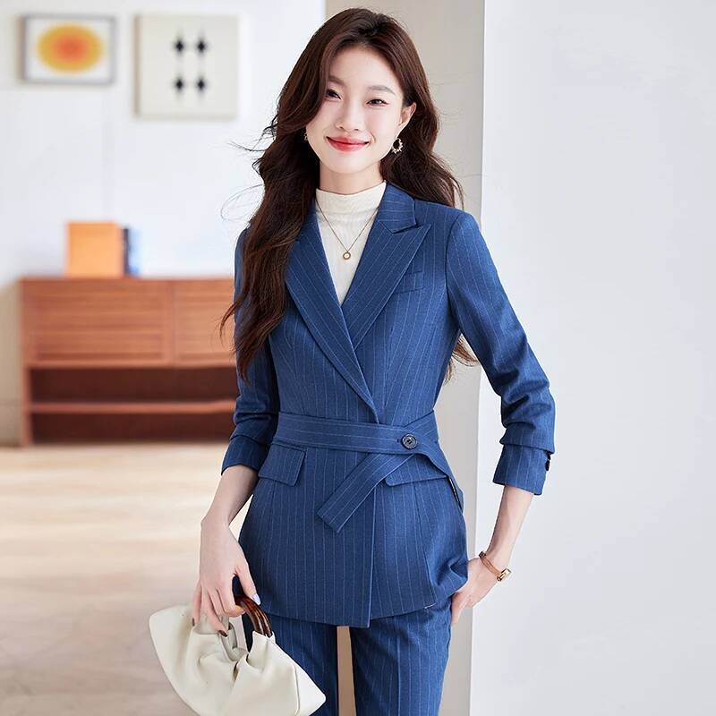 Women Formal Wear Interview - 고품질 원단 우아한 스트라이프 정장 바지