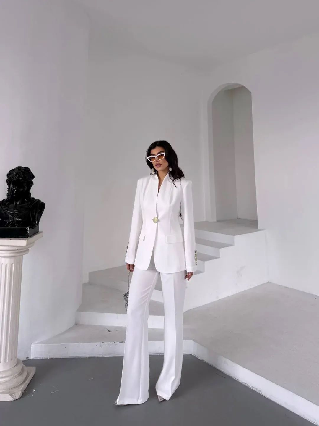 맞춤형 패션 여성 웨딩 팬츠 수트 2피스 정장 긴 소매 - Women Formal Wear For Party 리뷰 및 가격