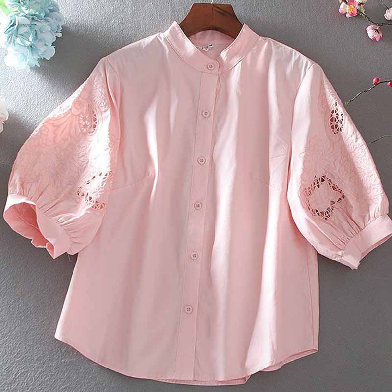 2025 순면 스탠드업 칼라, 할로우 아웃 자수 셔츠, - Women'S Formal Wear Suit 리뷰 및 가격