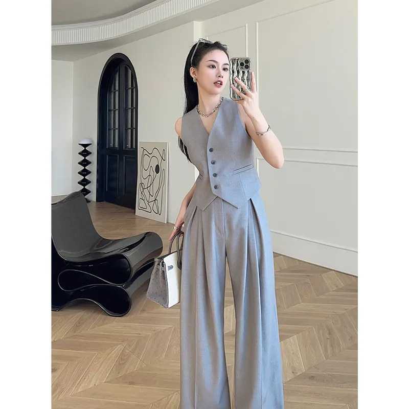 여성 민소매 조끼 와이드 팬츠 세트 - 포멀 오피스 워 - Women'S Formal Wear Suit 리뷰 및 가격