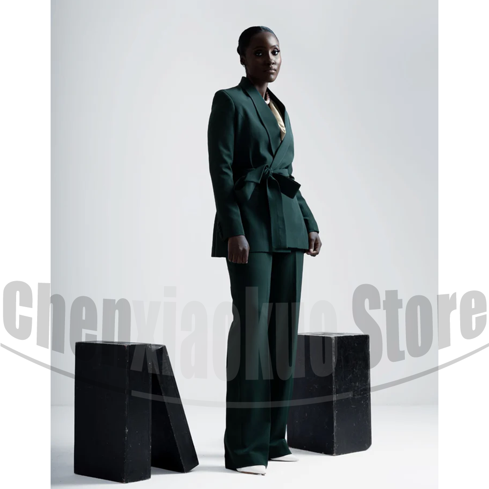 여성용 벨티드 블레이저와 와이드 레그 팬츠 투피스, 우 - Women Formal Wear Pants 리뷰 및 가격