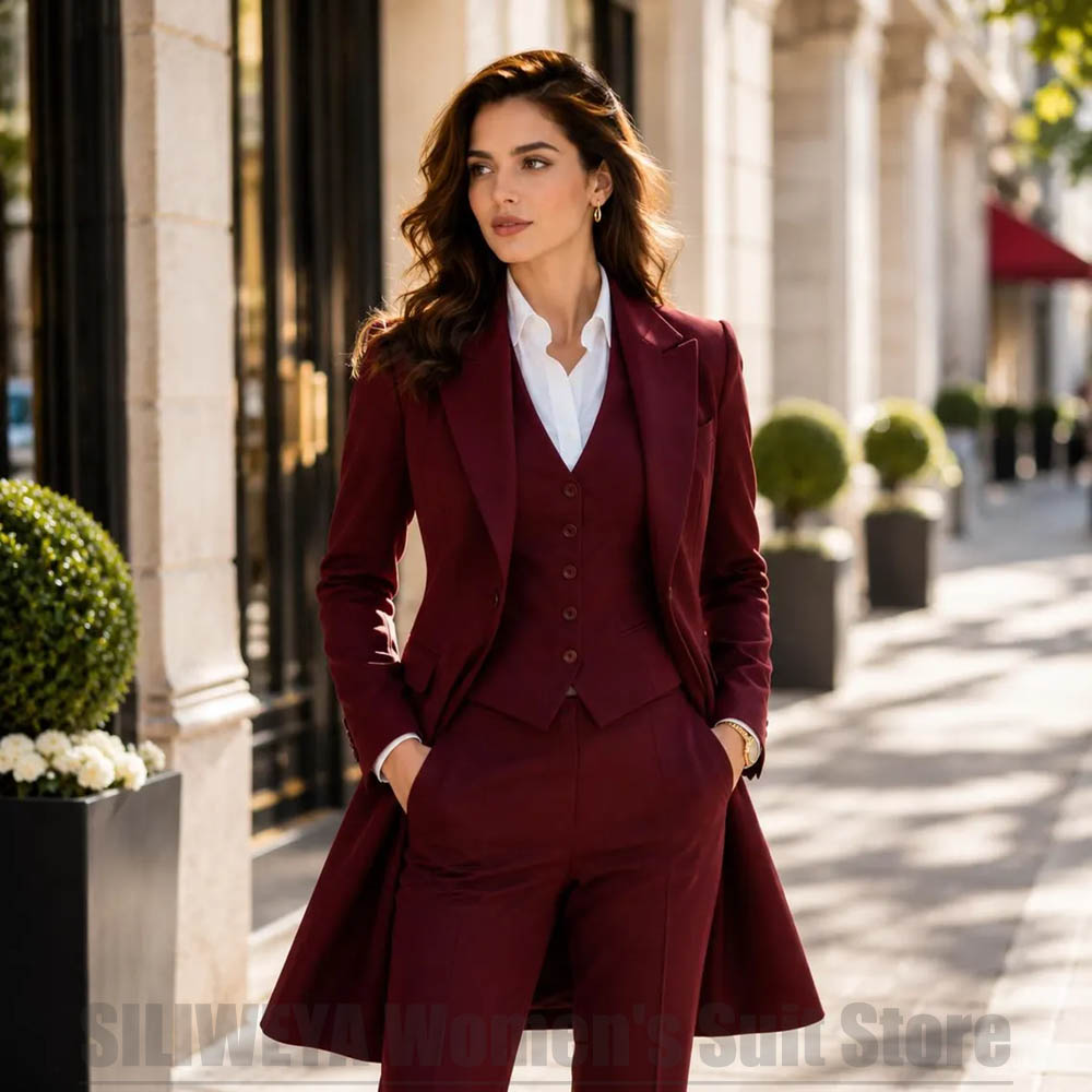 패션 여성 3피스 수트 우아한 피크 라펠 싱글 브레스티 - Women Formal Wear Pants 리뷰 및 가격