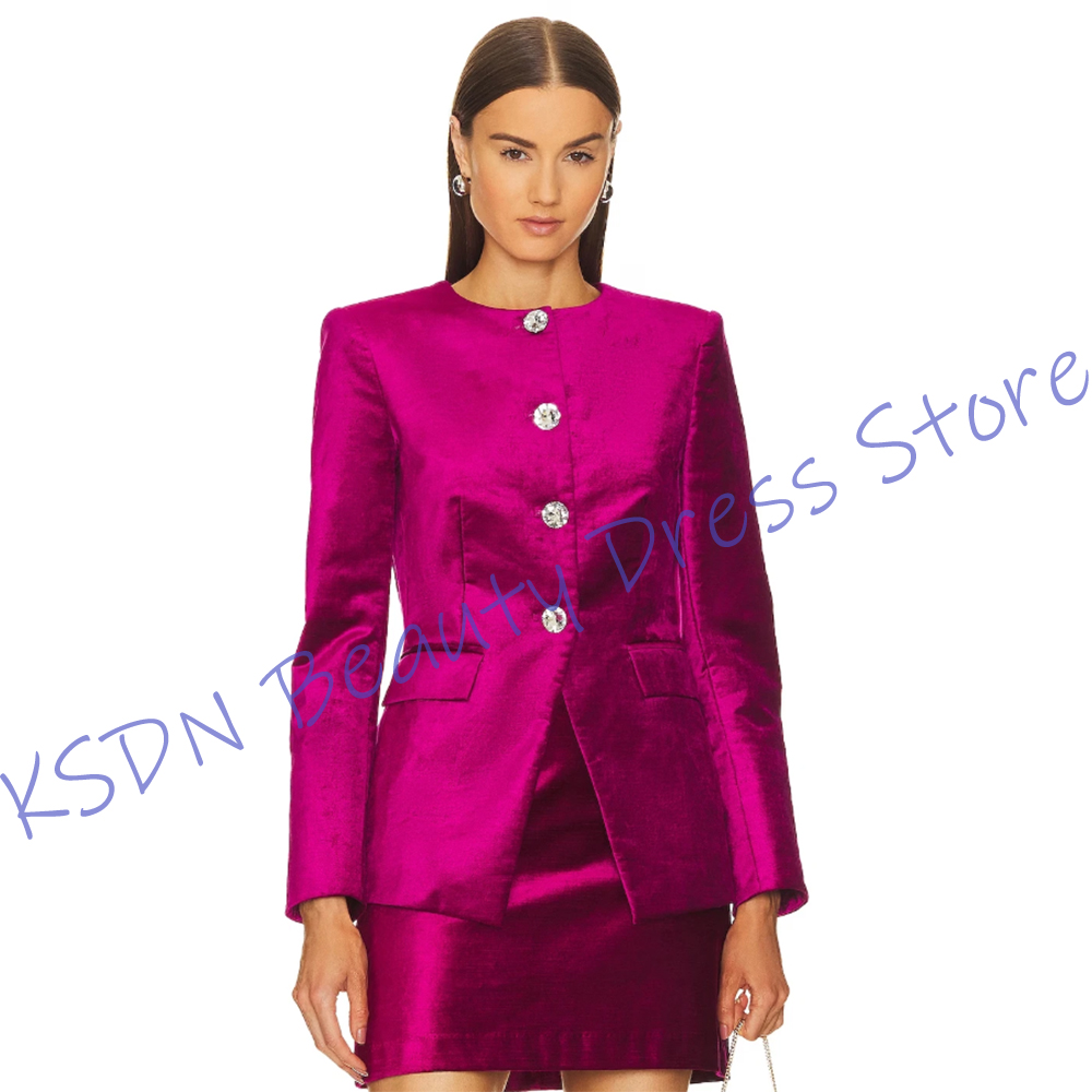 시크한 여성용 싱글 브레스티드 수트 핫핑크 새틴 투피스 - Women Formal Wear Pants 리뷰 및 가격