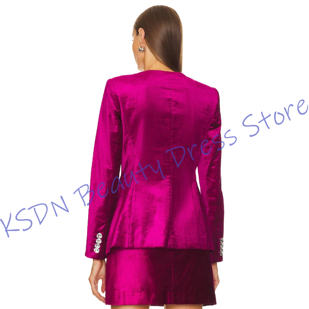 시크한 여성용 싱글 브레스티드 수트 핫핑크 새틴 투피스 - Women Formal Wear Pants 리뷰 및 가격