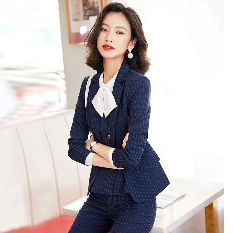 패션 스트라이프 정장 여성 비즈니스 정장 오피스룩 블레 - Women Formal Wear Interview 리뷰 및 가격