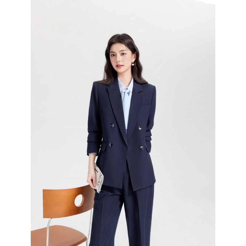 네이비 블루 더블 브레스티드 여성 비즈니스 정장2026 - Women Formal Wear Interview 리뷰 및 가격