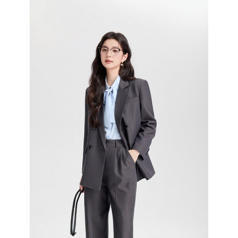 네이비 블루 더블 브레스티드 여성 비즈니스 정장2026 - Women Formal Wear Interview 리뷰 및 가격