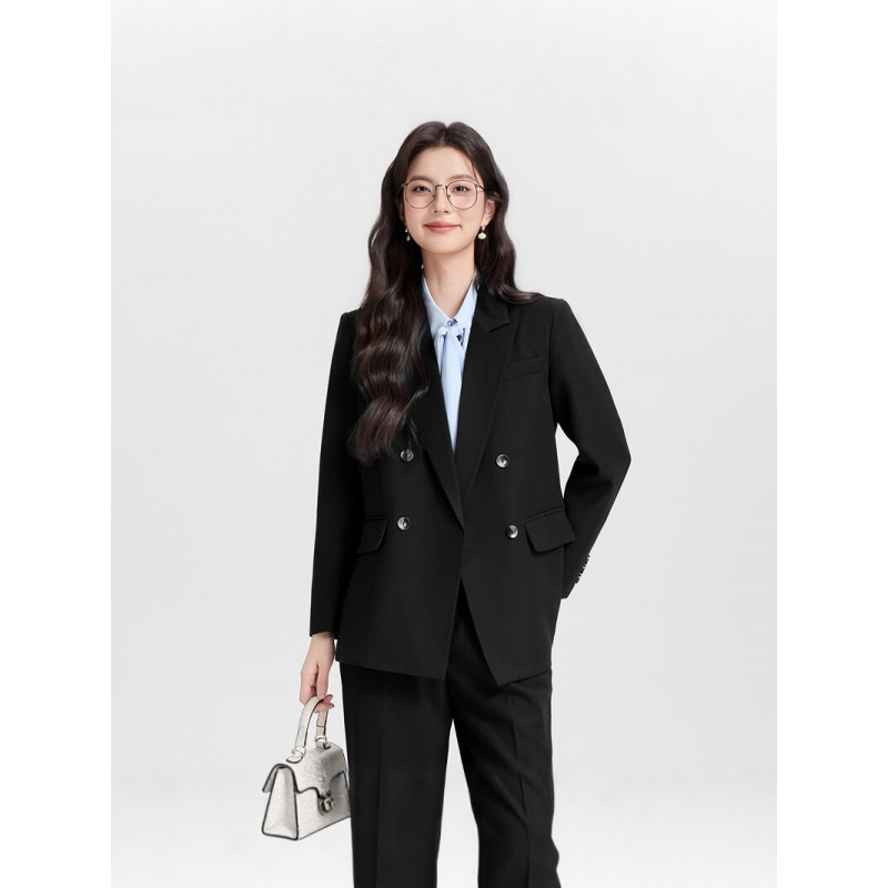 네이비 블루 더블 브레스티드 여성 비즈니스 정장2026 - Women Formal Wear Interview 리뷰 및 가격