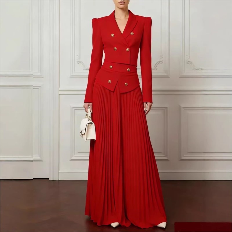 우아한 분위기의 2피스 세트, 라펠 버튼 블레이저 코트 - Women'S Formal Wear Suit 리뷰 및 가격