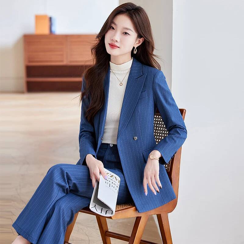 고품질 원단 우아한 스트라이프 정장 바지 가을 겨울 커 - Women Formal Wear Interview 리뷰 및 가격