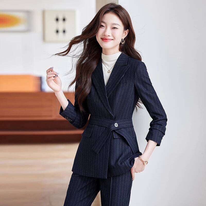 고품질 원단 우아한 스트라이프 정장 바지 가을 겨울 커 - Women Formal Wear Interview 리뷰 및 가격