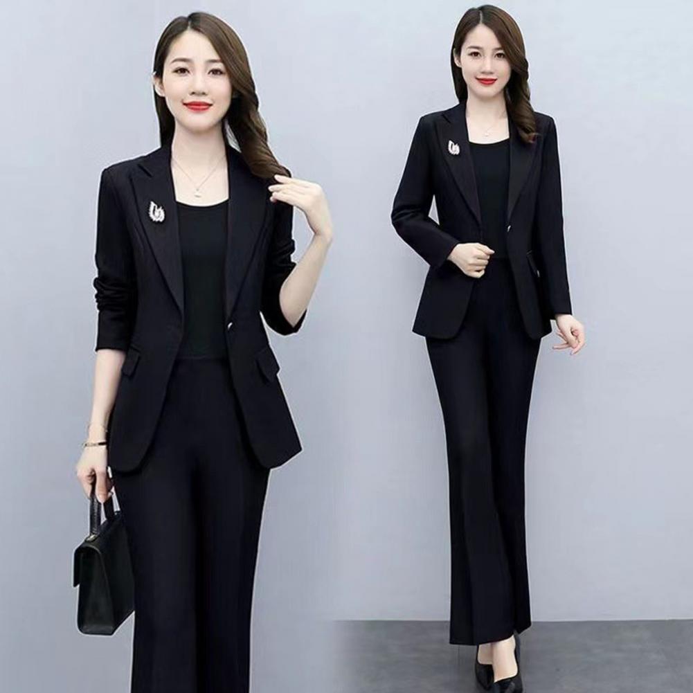 2피스/세트 여성 정장 코트 팬츠 세트 턴다운 칼라 긴 - Women Formal Wear Pants 리뷰 및 가격
