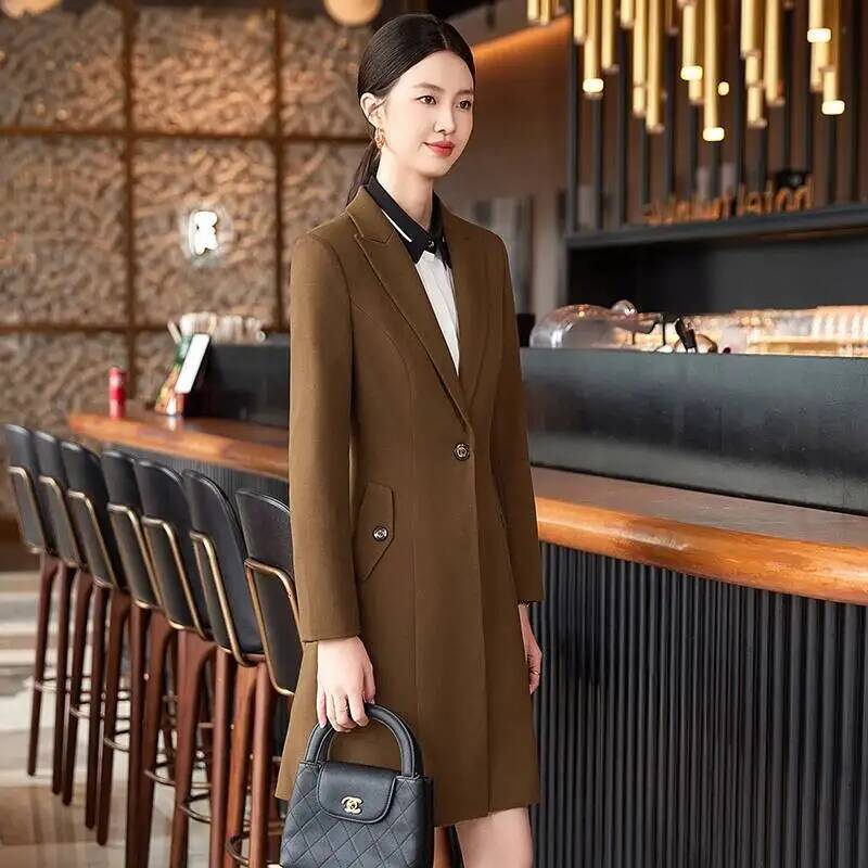 고품질 원단 가을 겨울 정장 스타일 중간 길이 바람막이 - Women Formal Wear Interview 리뷰 및 가격