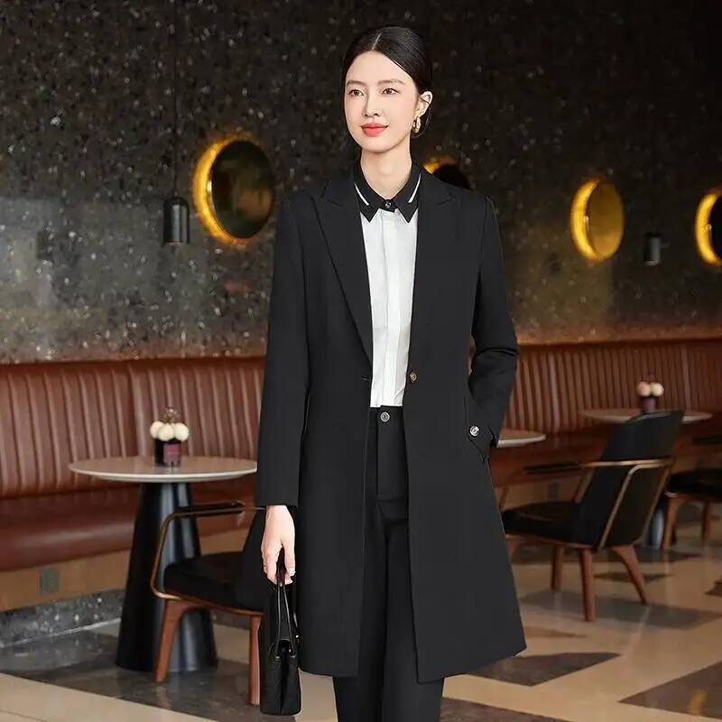고품질 원단 가을 겨울 정장 스타일 중간 길이 바람막이 - Women Formal Wear Interview 리뷰 및 가격